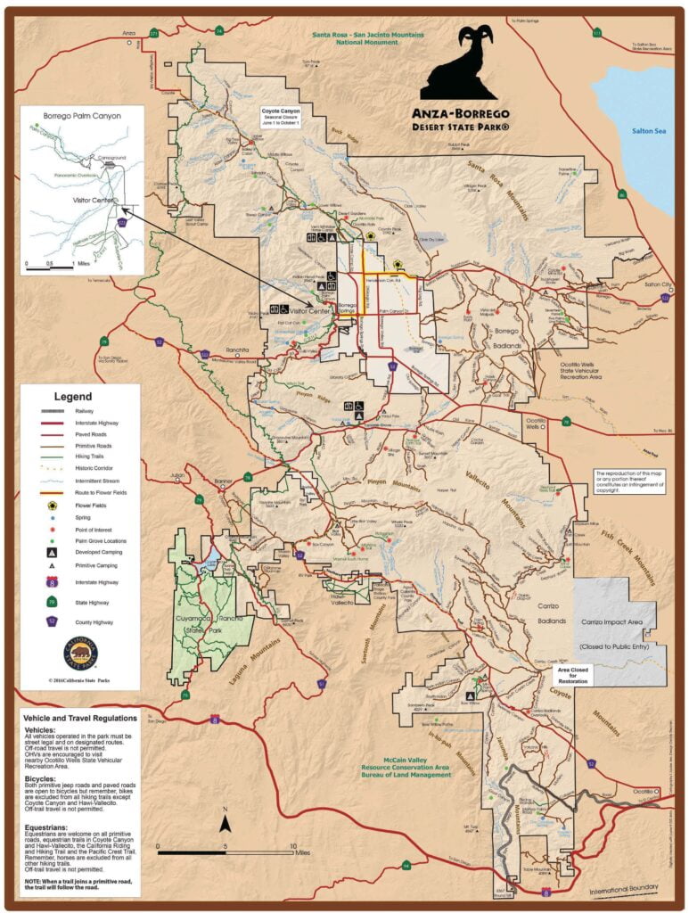 Mappa del deserto di Anza-Borrego State Park